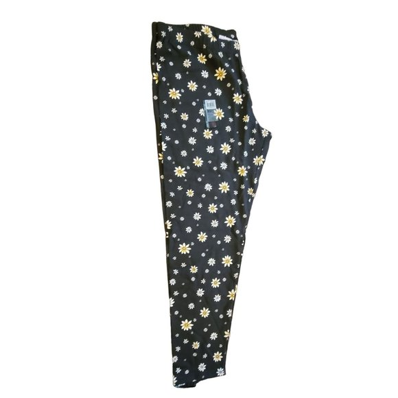 Daisy Leggings Black Yellow White Floral Juniors 21 XXXL NWT Jj3237 - Picture 3 of 4